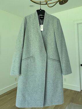 NWT Express Minimalist Grey Wool Blend Long Coat XS